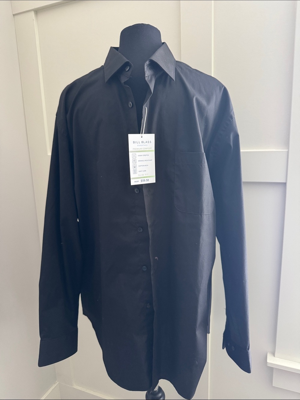 bill blass Men's Black Long-Sleeve Dress Shirt